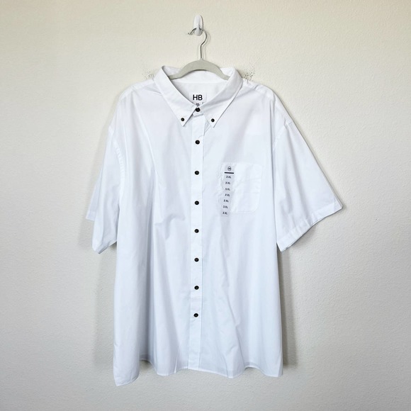 [Harbor Bay] HB White Short Sleeve Button Down Shirt Casual NWT Size 3XL - Picture 2 of 11